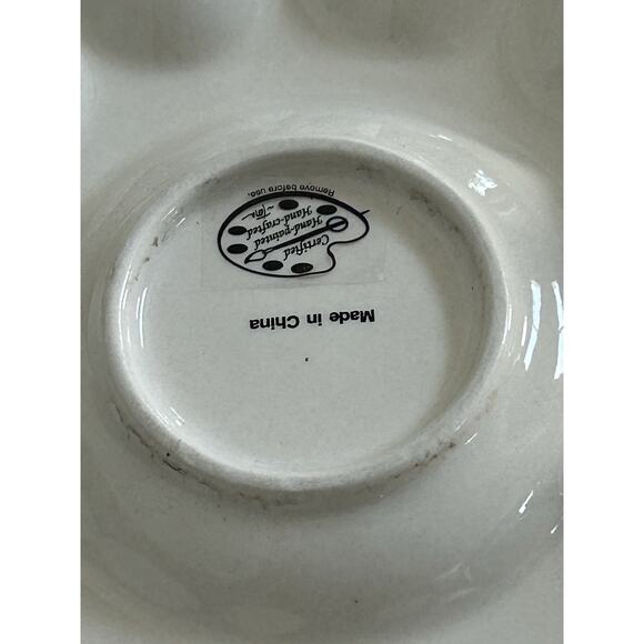 Temp-tations Deviled Egg Tray Red Platter Floral 13.5” Maroon 12 Eggs Dish Tara - Picture 5 of 5